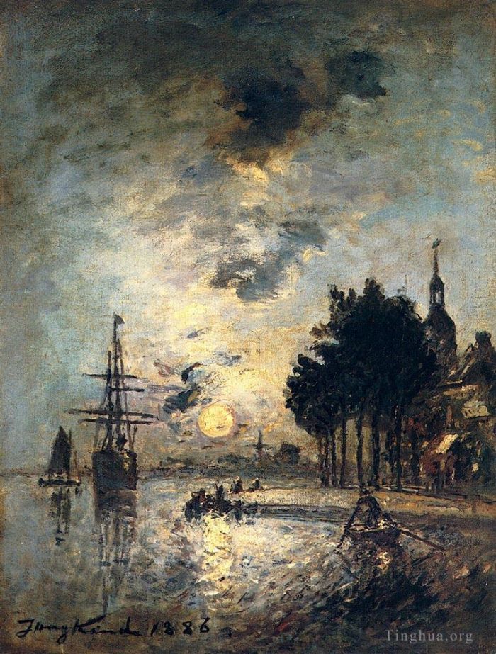 Johan Barthold Jongkind Oil Painting - Clair De Lune
