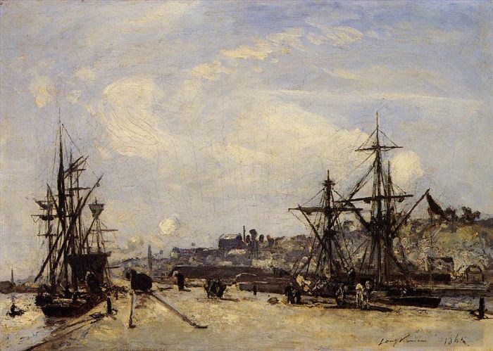 Johan Barthold Jongkind Oil Painting - Honfleur the Railroad Dock