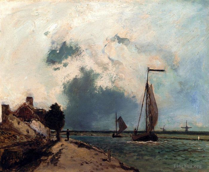 Johan Barthold Jongkind Oil Painting - L Arrivee Au Port