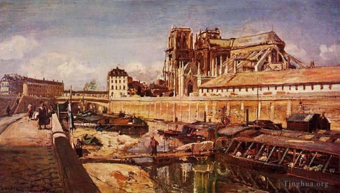 Johan Barthold Jongkind Oil Painting - Notre Dame de Paris Seen from the Pont de LArcheveche