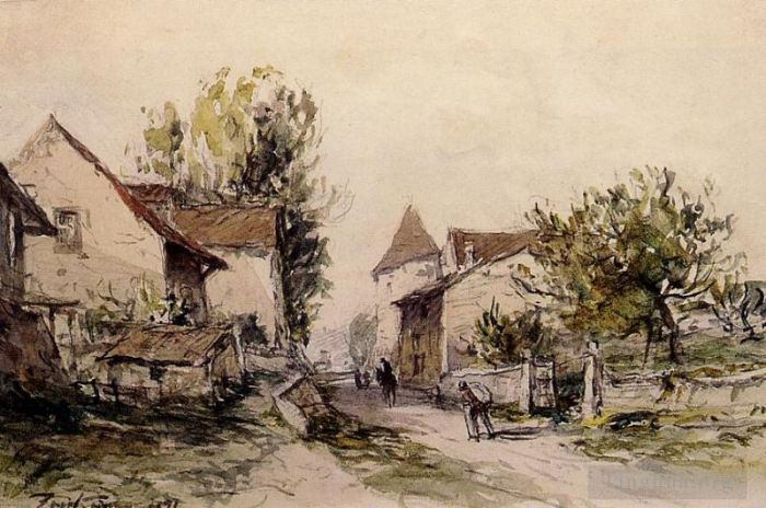 Johan Barthold Jongkind Oil Painting - Peasants Returning to the Farm