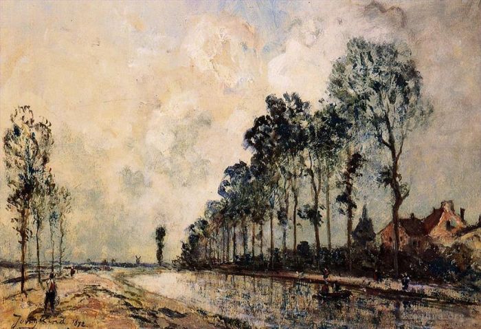 Johan Barthold Jongkind Oil Painting - The Oorcq Canal Aisne