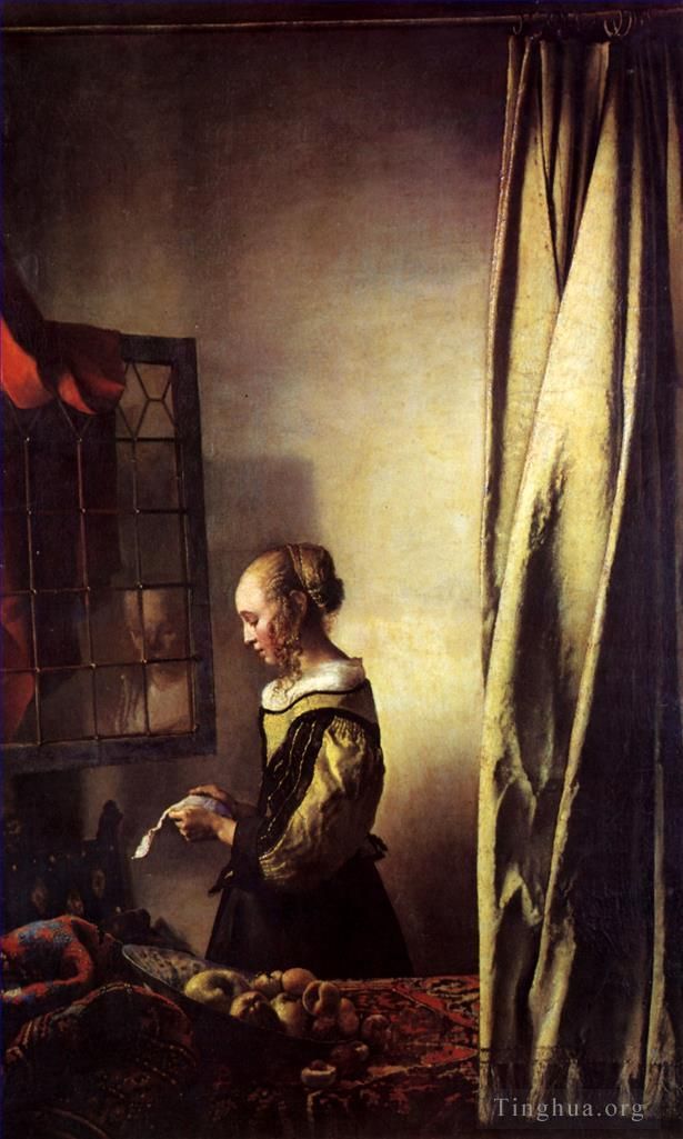 Johan Vermeer Oil Painting - Girl Reading a Letter at an Open Window