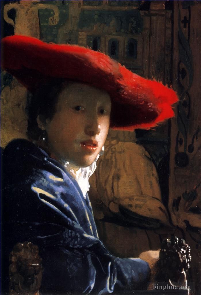Johan Vermeer Oil Painting - Girl with the Red Hat
