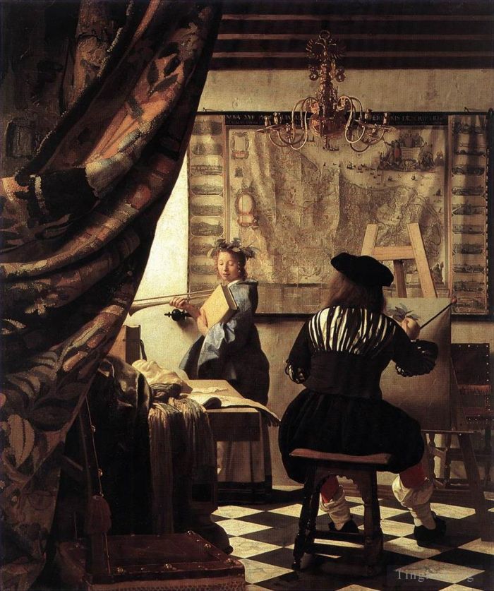 Johan Vermeer Oil Painting - The Art of Painting (The Allegory of Painting or Painter in his Studio)