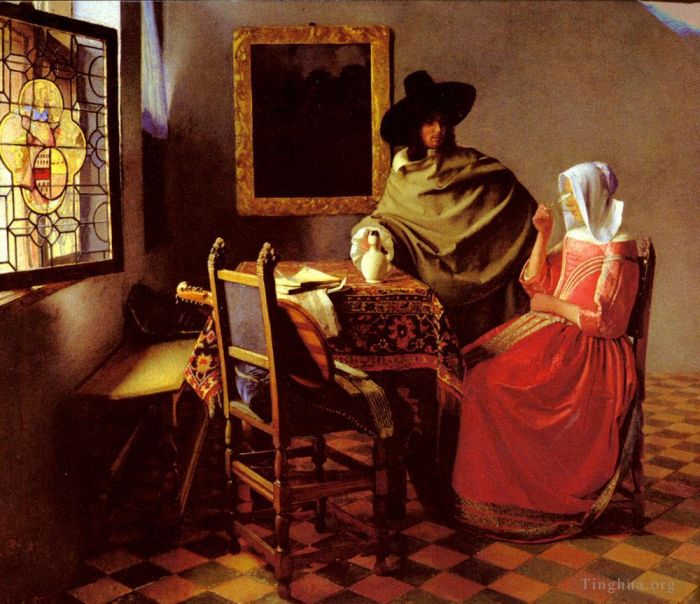 Johan Vermeer Oil Painting - The Glass Of Wine
