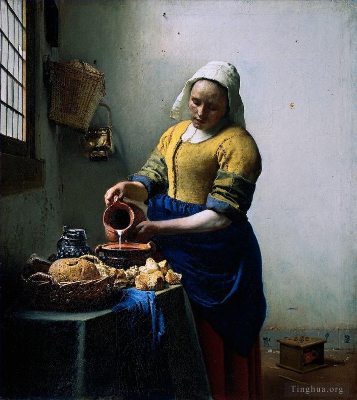 Johan Vermeer Oil Painting - The Milkmaid (The Kitchen Maid)