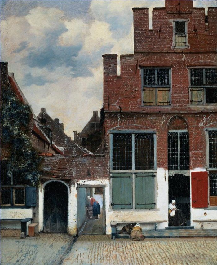 Johan Vermeer Oil Painting - View of Houses in Delft known as The Little Street