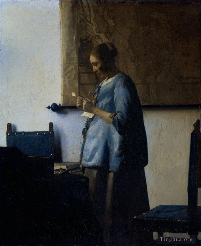 Johan Vermeer Oil Painting - Woman Reading a Letter