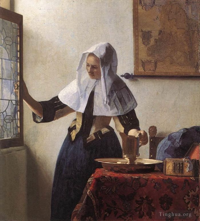 Johan Vermeer Oil Painting - Young Woman with a Water Pitcher