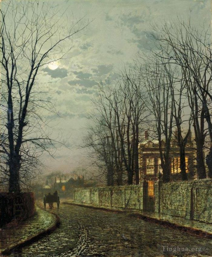John Atkinson Grimshaw Oil Painting - A Wintry Moon