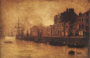 Artist John Atkinson Grimshaw's Work - Evening Whitby Harbour