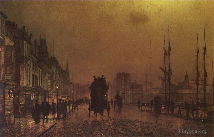 John Atkinson Grimshaw Oil Painting - Glasgow Docks