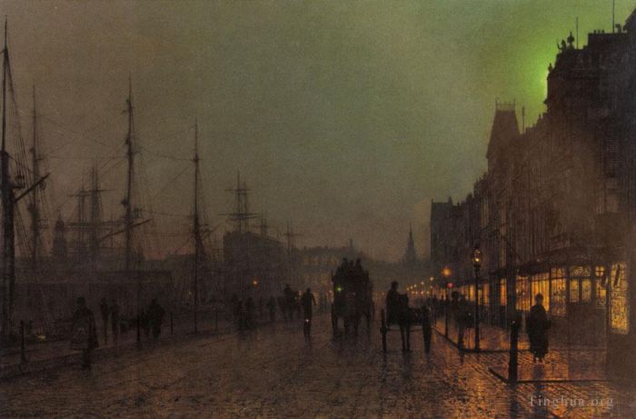 John Atkinson Grimshaw Oil Painting - Gourock Near The Clyde Shipping Docks