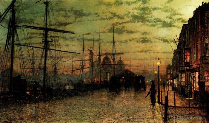 John Atkinson Grimshaw Oil Painting - Humber Docks Hull