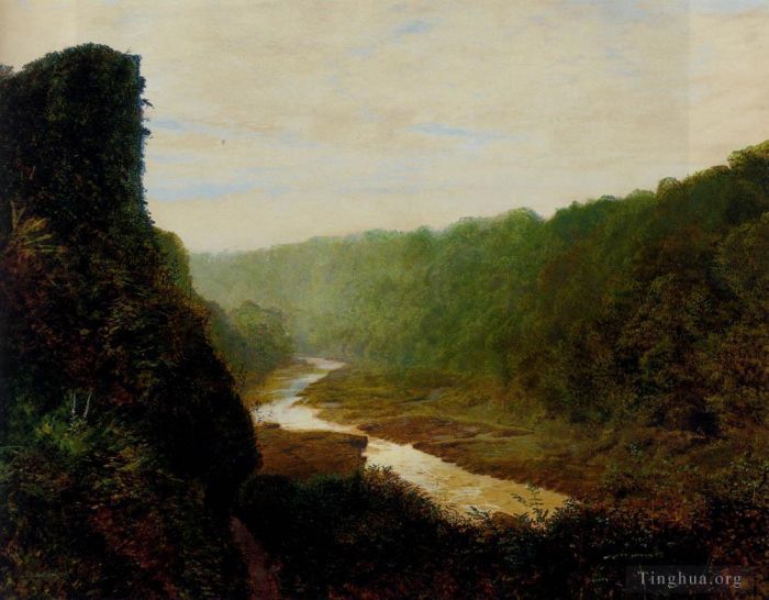 John Atkinson Grimshaw Oil Painting - Landscape With A Winding River