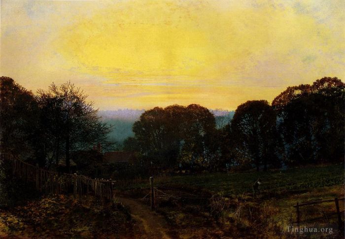 John Atkinson Grimshaw Oil Painting - Twilight The Vegetable Garden