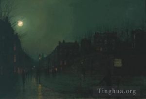 Artist John Atkinson Grimshaw's Work - View of Heath Street by Night TCS