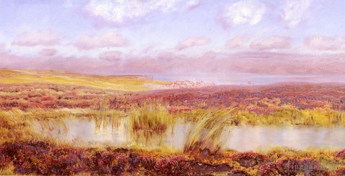 John Brett Oil Painting - A View Of Whitby From The Moors