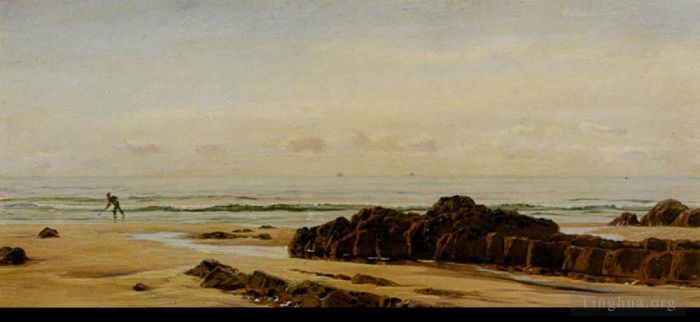 John Brett Oil Painting - Bude On The Cornish Coast