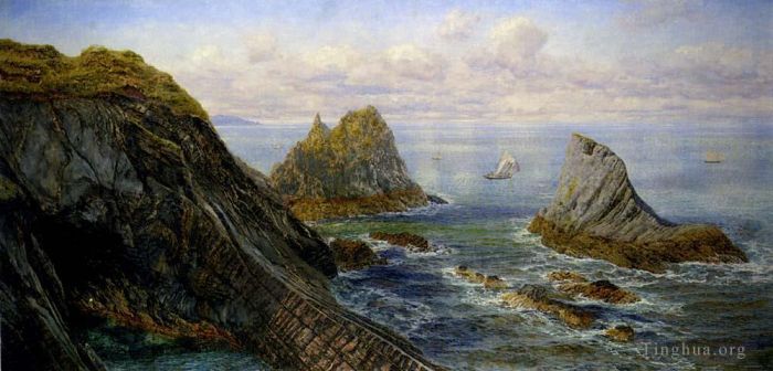 John Brett Oil Painting - Edward A Coastal Landscape