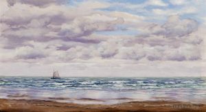 Artist John Brett's Work - Gathering Clouds A Fishing Boat Off The Coast