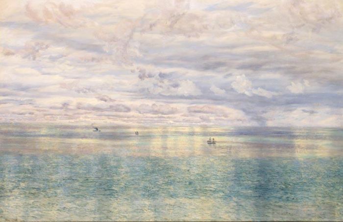 John Brett Oil Painting - The Sicilian Sea From the Taormina Cliffs