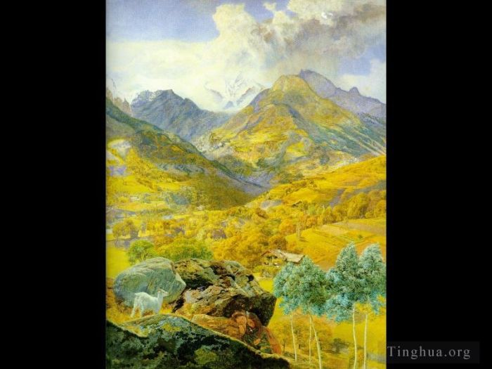 John Brett Oil Painting - The Val d Aosta 1858