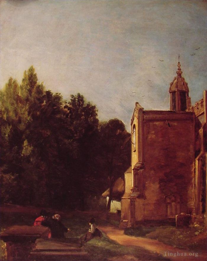 John Constable Oil Painting - A Church porch