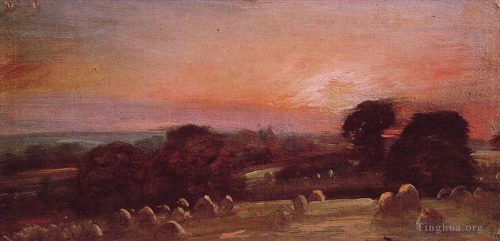 John Constable Oil Painting - A Hayfield at East Bergholt