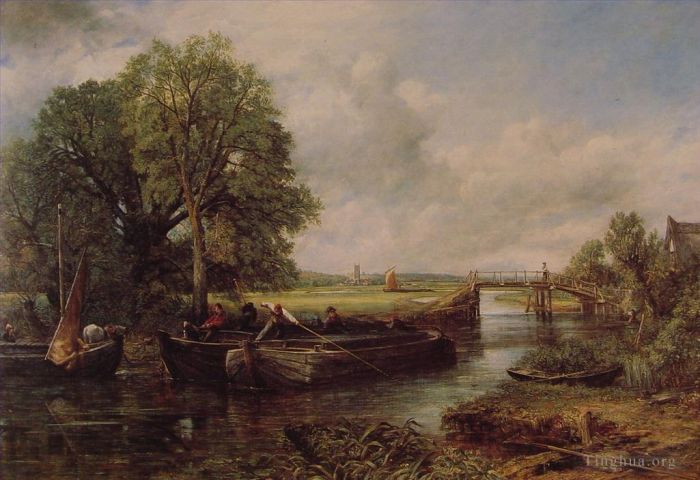 John Constable Oil Painting - A View on the Stour near Dedham