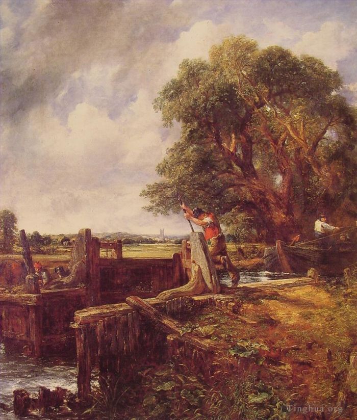 John Constable Oil Painting - A boat passing a lock