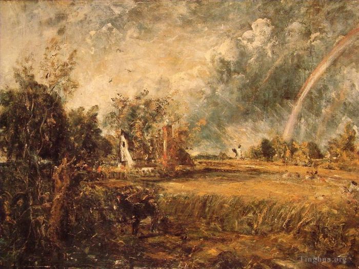 John Constable Oil Painting - Cottage Rainbow Mill