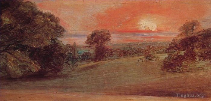 John Constable Oil Painting - Evening Landscape at East Bergholt