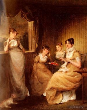 Artist John Constable's Work - Ladies From The Family Of Mr William Mason Of Colchester Romantic women John Constable