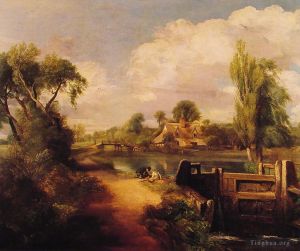 Artist John Constable's Work - Landscape Boys Fishing