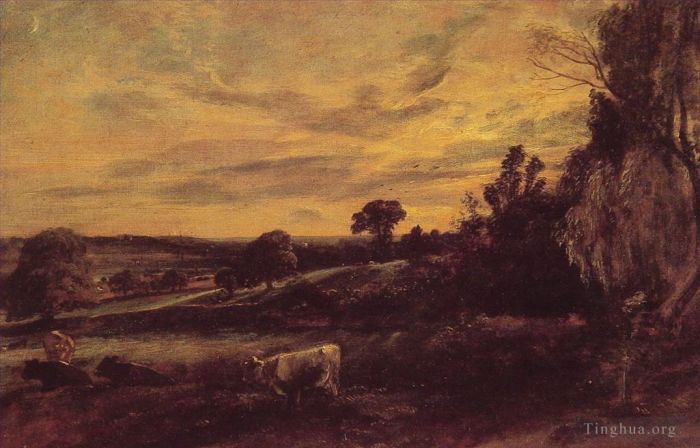 John Constable Oil Painting - Landscape Evening