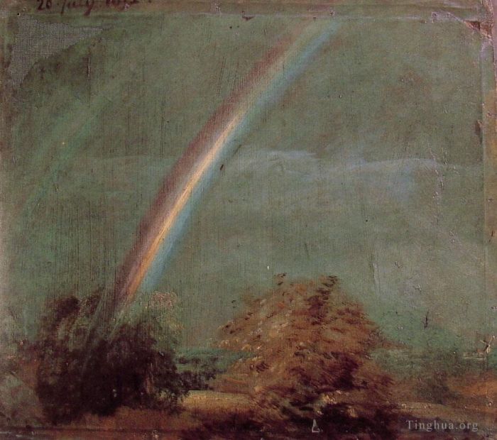 John Constable Oil Painting - Landscape with a Double Rainbow
