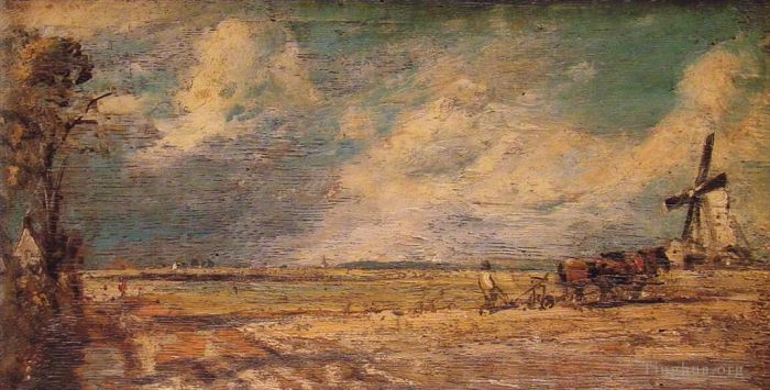 John Constable Oil Painting - Spring Ploughing