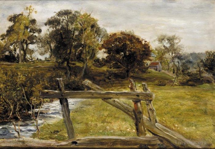 John Everett Millais Oil Painting - View Near Hampstead landscape John Everett Millais