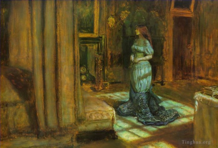 John Everett Millais Oil Painting - Eve of st agnus