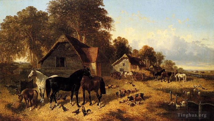 John Frederick Herring Jr Oil Painting - A Flourishing Farmyard