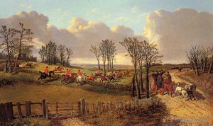 Artist John Frederick Herring Jr's Work - A Hunting Scene With A Coach And Four On The Open Road