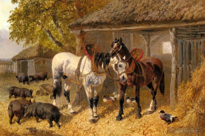 John Frederick Herring Jr Oil Painting - The Farmyard 2