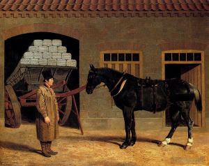 Artist John Frederick Herring Sr's Work - A Cart Horse And Driver Outside A Stable