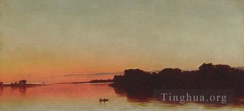 John Frederick Kensett Oil Painting - Twilight On The Sound darien Connecticut