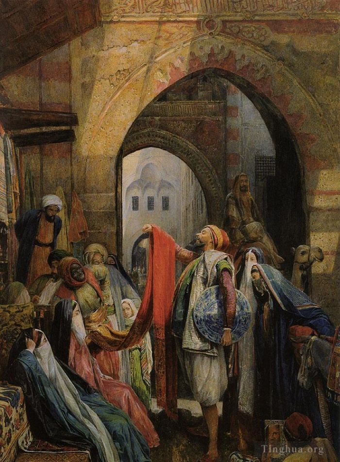 John Frederick Lewis Oil Painting - A Cairo Bazaar