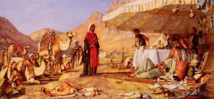 John Frederick Lewis Oil Painting - A Frank Encampment In The Desert Of Mount Sinai