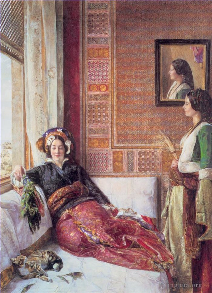 John Frederick Lewis Oil Painting - Harem Life in Constantinople