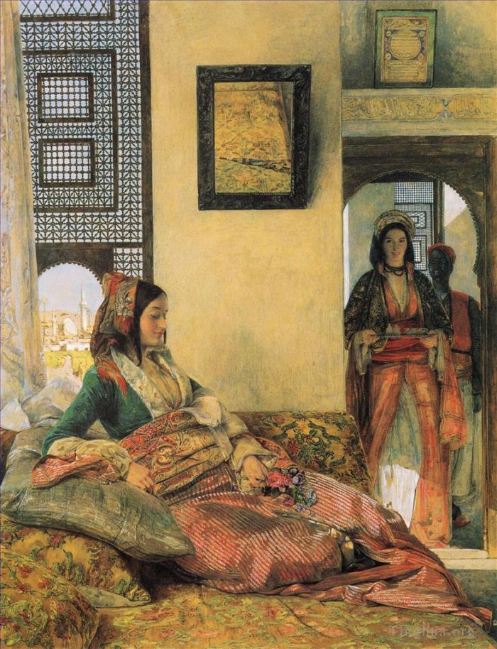 John Frederick Lewis Oil Painting - Life in the Hareem Cairo